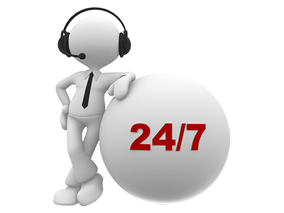 Service clientèle 24 heures sur 24, 7 jours sur 7